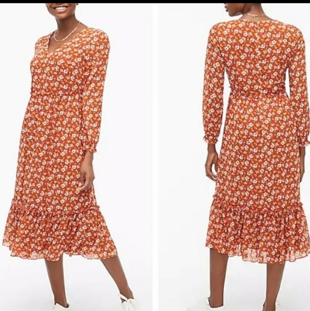 NWT J Crew flouncy midi tier floral dress